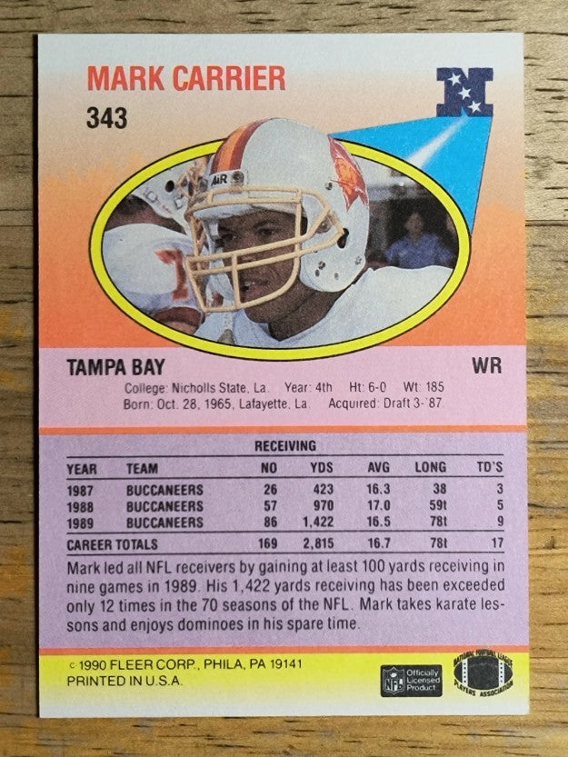 1990 Fleer #343 Mark Carrier WR