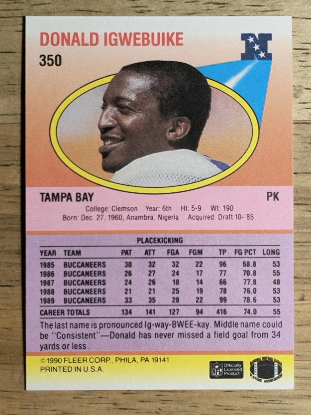 1990 Fleer #350 Donald Igwebuike
