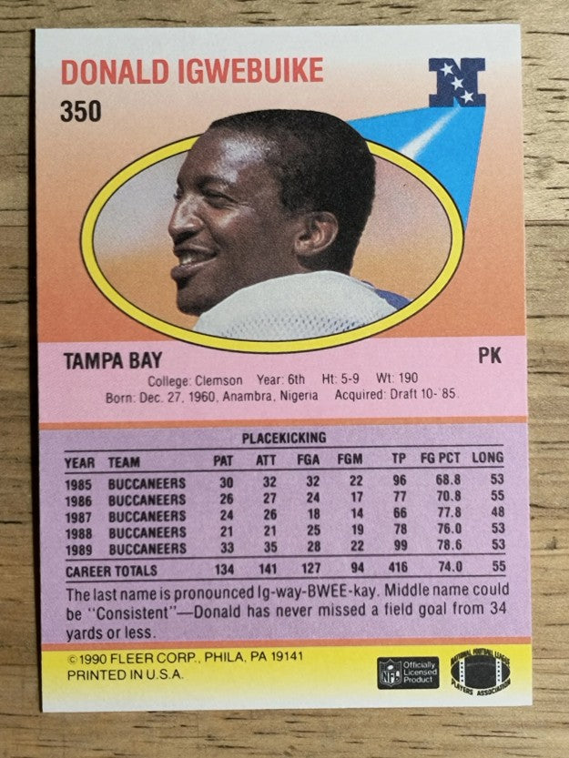 1990 Fleer #350 Donald Igwebuike