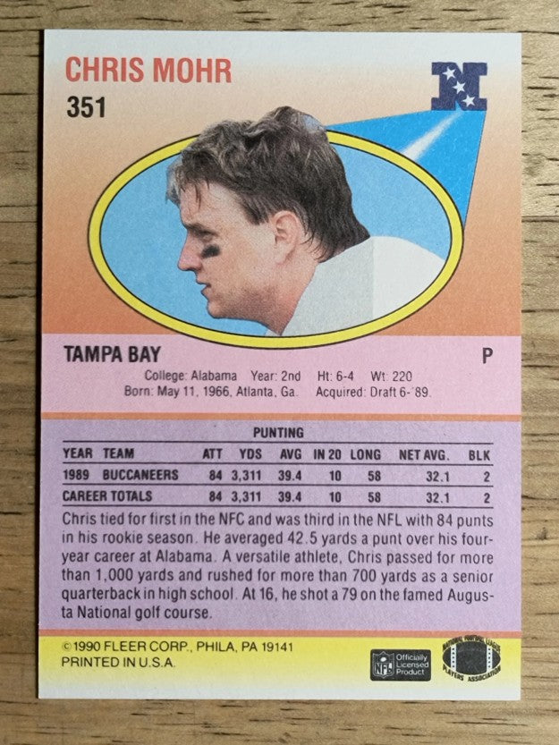 1990 Fleer #351 Chris Mohr RC