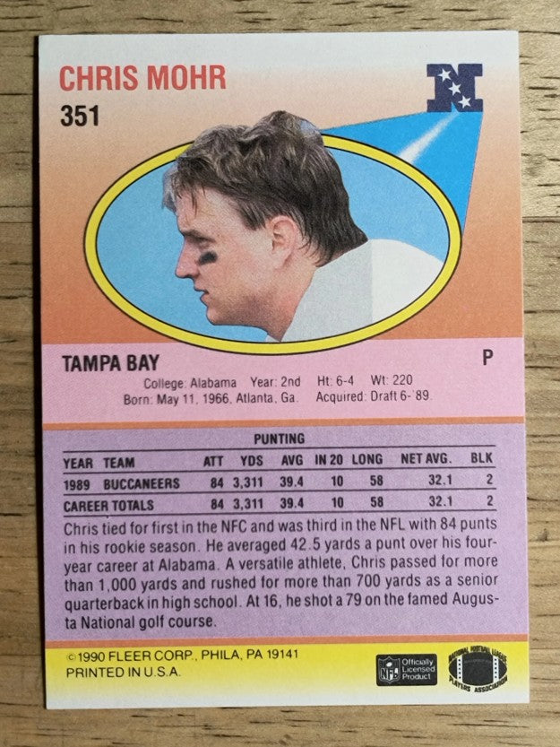 1990 Fleer #351 Chris Mohr RC