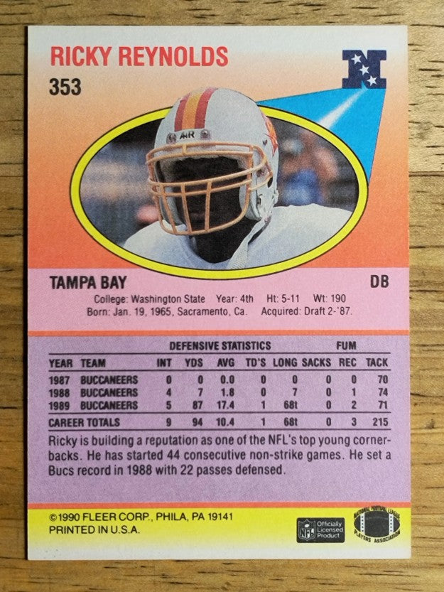 1990 Fleer #353 Ricky Reynolds