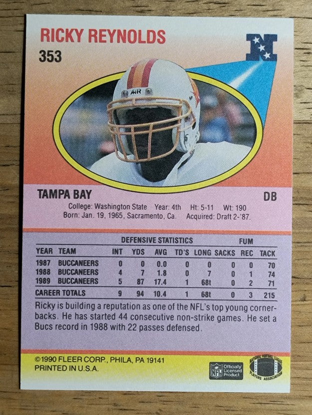 1990 Fleer #353 Ricky Reynolds