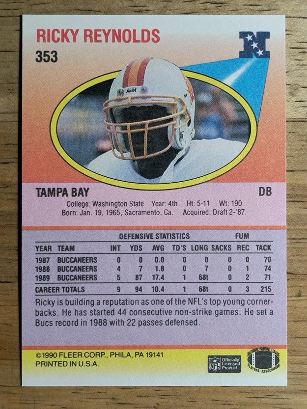1990 Fleer #353 Ricky Reynolds