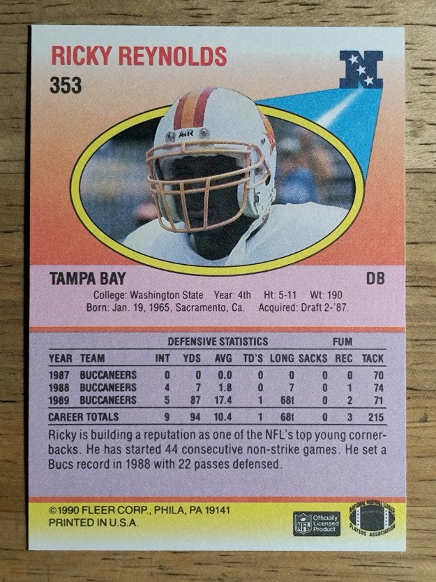 1990 Fleer #353 Ricky Reynolds