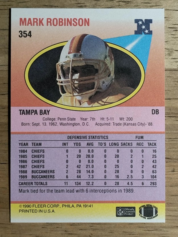 1990 Fleer #354 Mark Robinson
