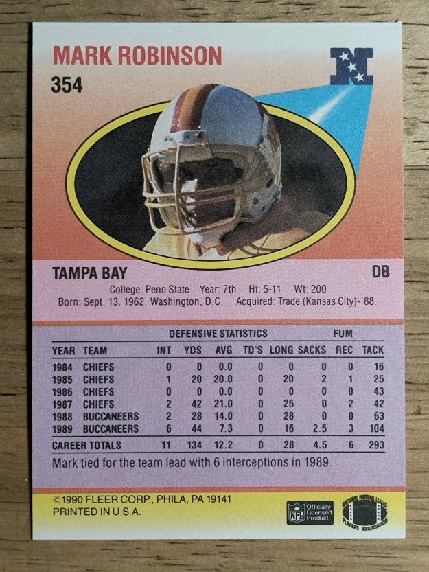 1990 Fleer #354 Mark Robinson
