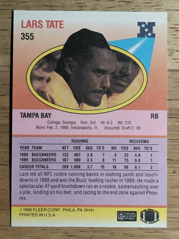 1990 Fleer #355 Lars Tate