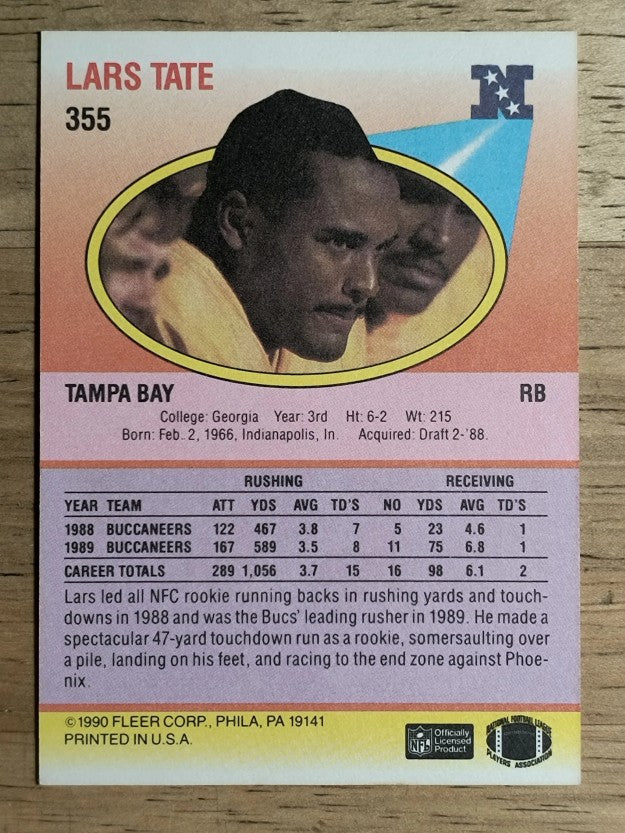1990 Fleer #355 Lars Tate