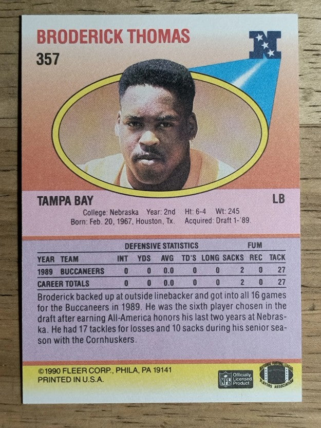 1990 Fleer #357 Broderick Thomas