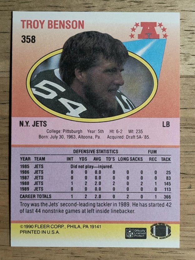 1990 Fleer #358 Troy Benson