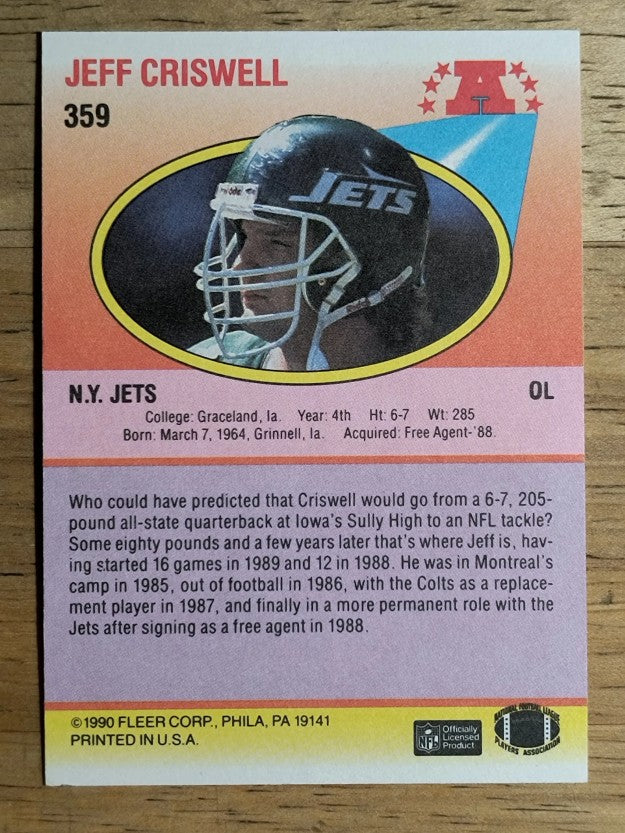 1990 Fleer #359 Jeff Criswell RC