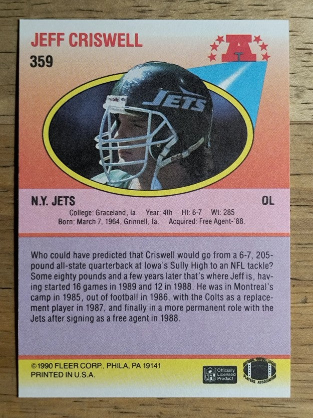 1990 Fleer #359 Jeff Criswell RC
