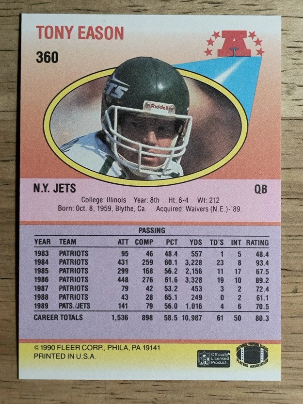 1990 Fleer #360 Tony Eason
