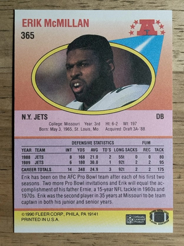 1990 Fleer #365 Erik McMillan