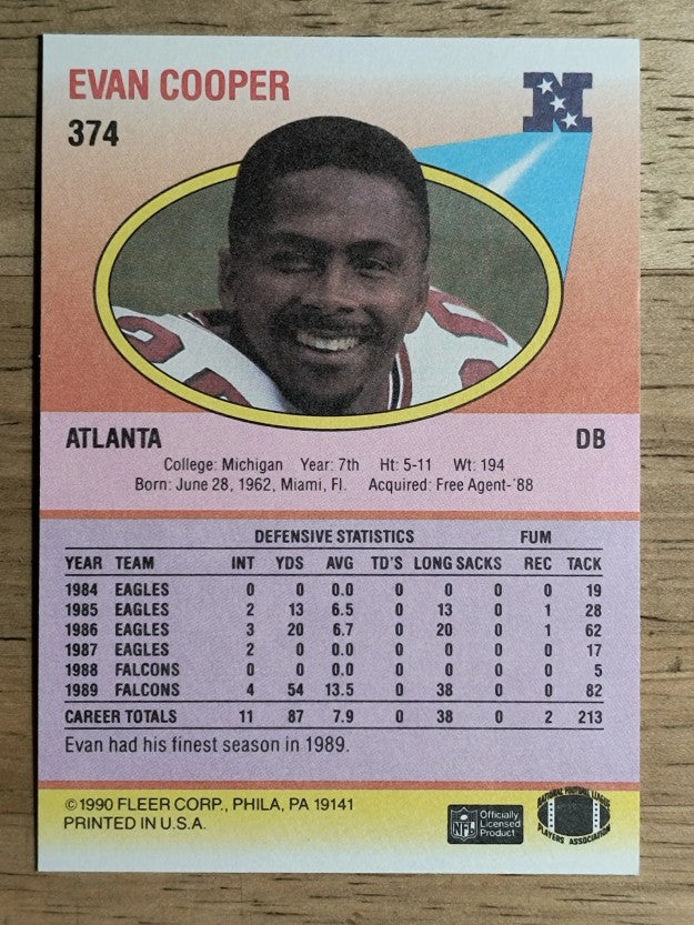 1990 Fleer #374 Evan Cooper