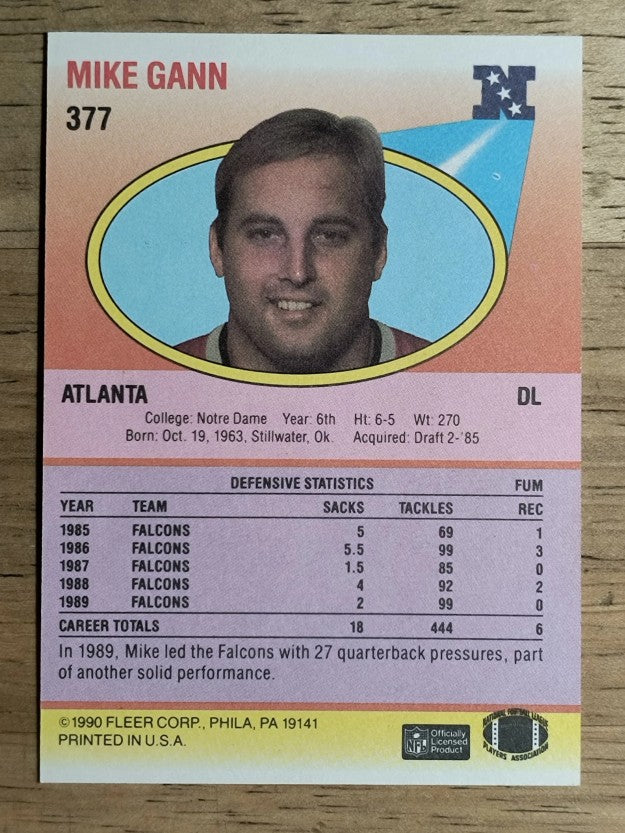 1990 Fleer #377 Mike Gann