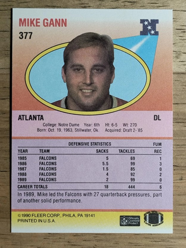1990 Fleer #377 Mike Gann