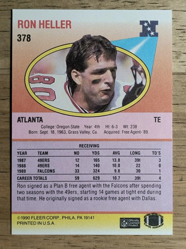 1990 Fleer #378 Ron Heller TE
