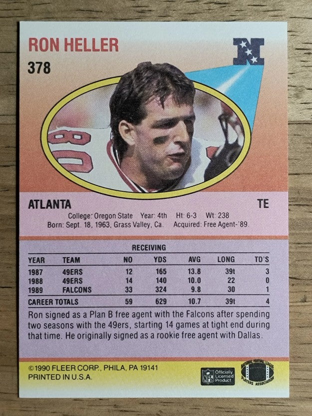 1990 Fleer #378 Ron Heller TE