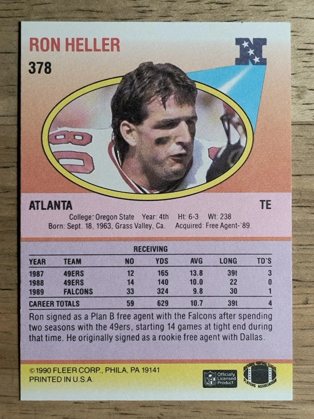 1990 Fleer #378 Ron Heller TE
