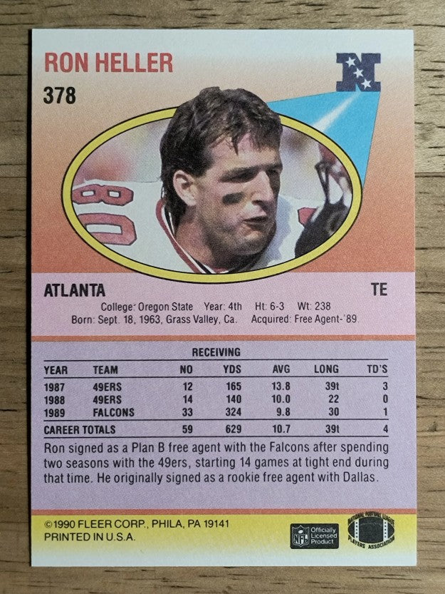 1990 Fleer #378 Ron Heller TE