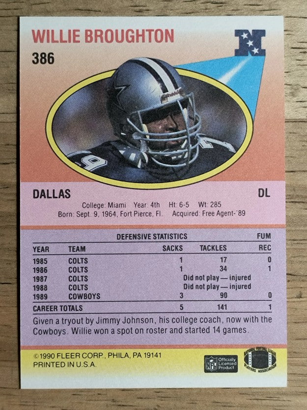 1990 Fleer #386 Willie Broughton