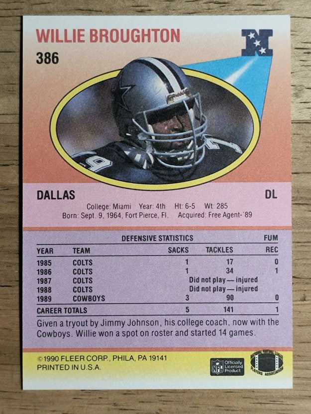 1990 Fleer #386 Willie Broughton