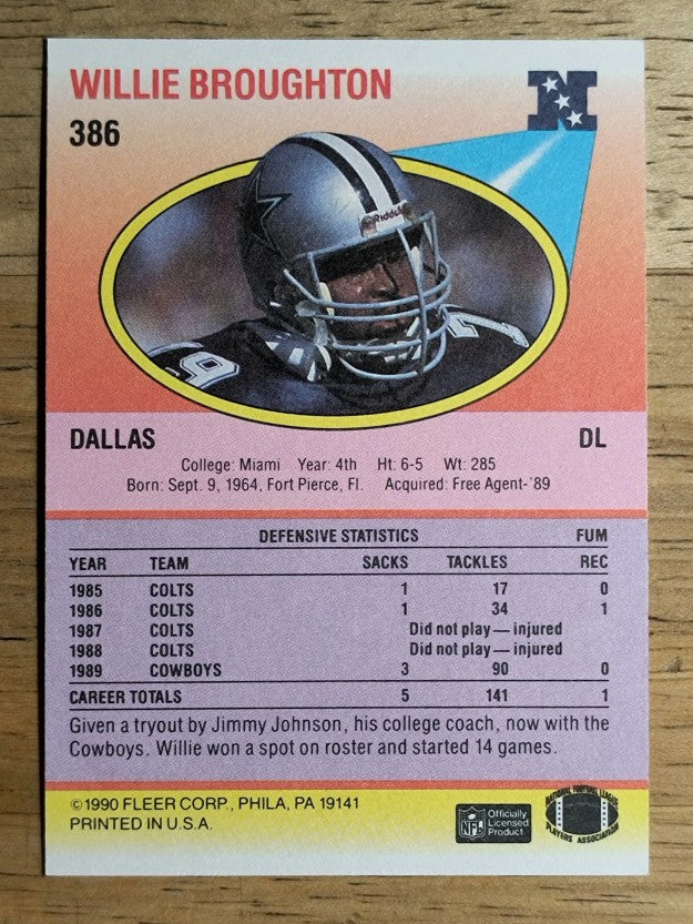1990 Fleer #386 Willie Broughton