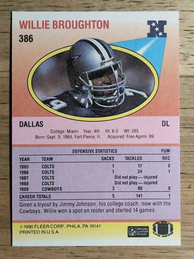 1990 Fleer #386 Willie Broughton