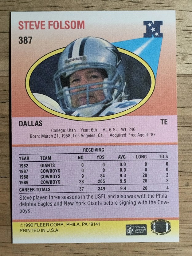 1990 Fleer #387 Steve Folsom