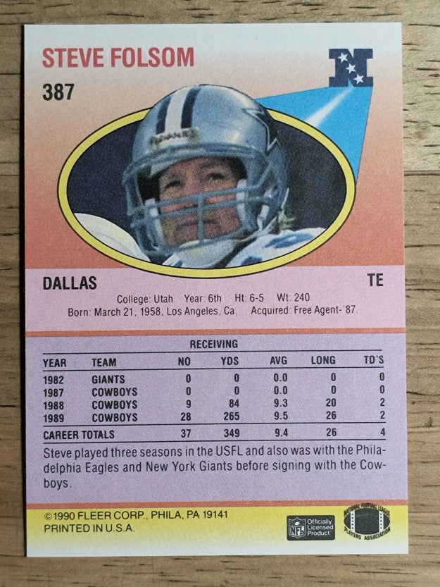 1990 Fleer #387 Steve Folsom