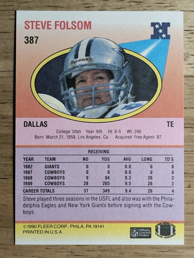 1990 Fleer #387 Steve Folsom