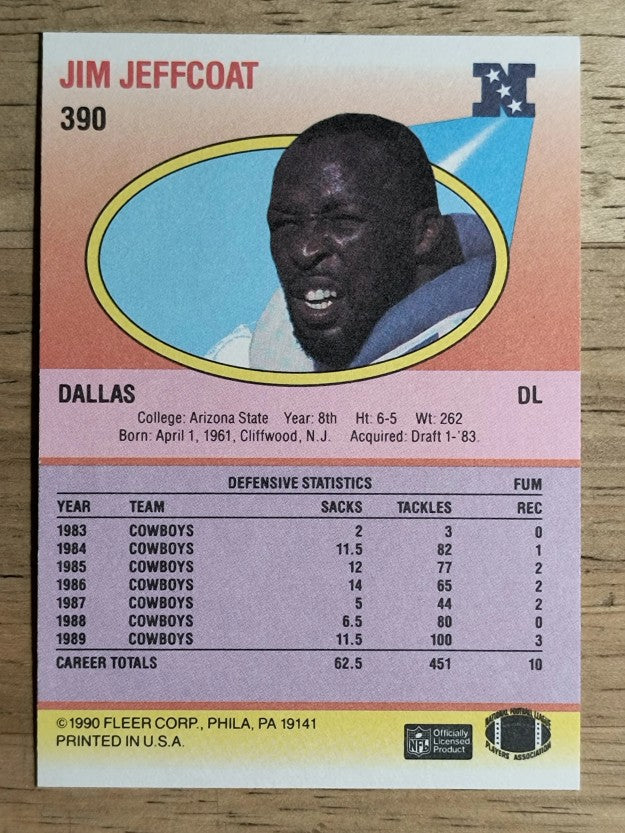 1990 Fleer #390 Jim Jeffcoat
