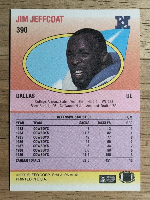 1990 Fleer #390 Jim Jeffcoat
