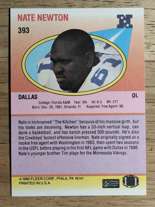 1990 Fleer #393 Nate Newton