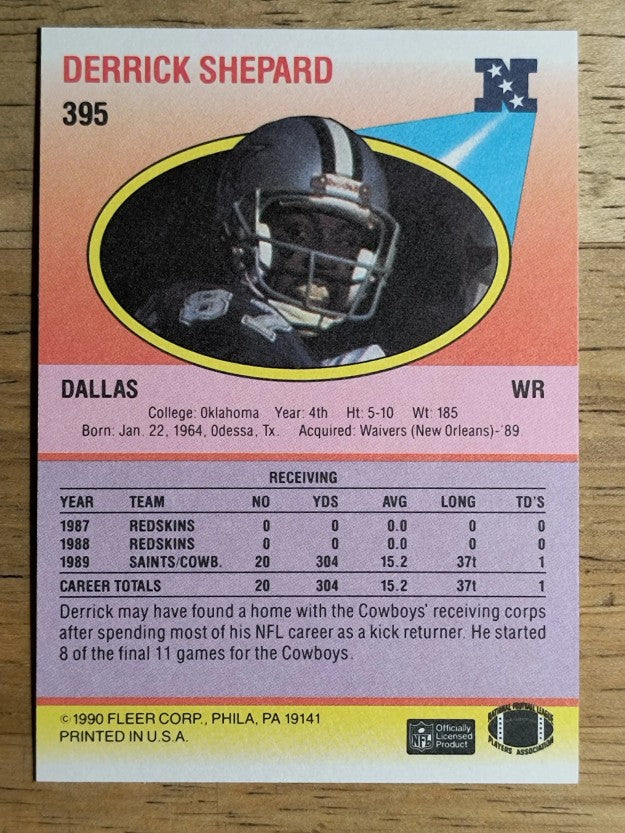 1990 Fleer #395 Derrick Shepard RC