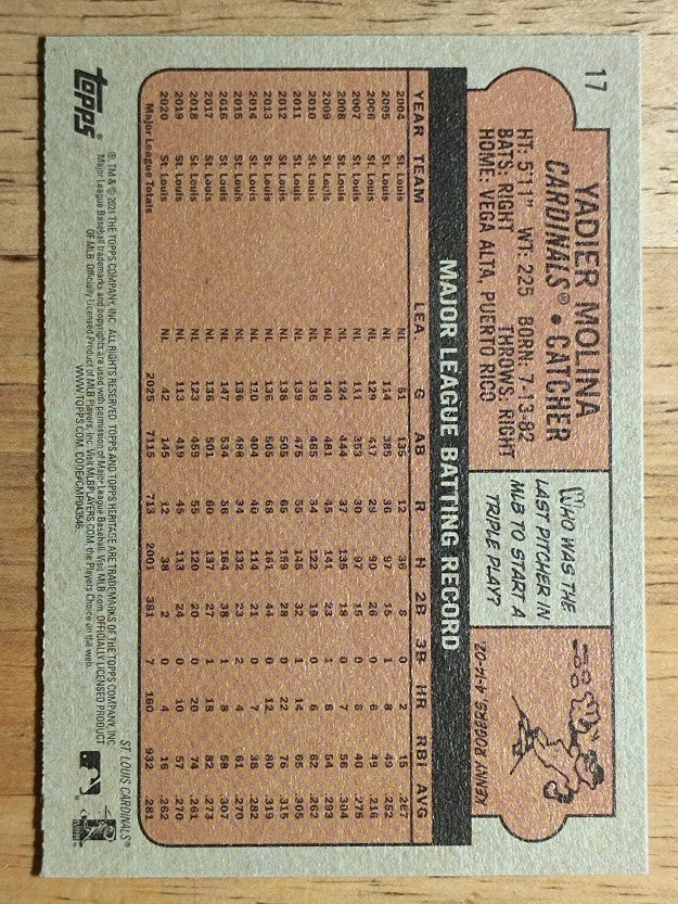 2021 Topps Heritage #17 Yadier Molina