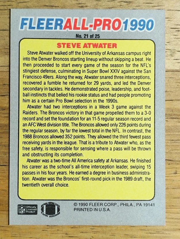 1990 Fleer All-Pros #21 Steve Atwater