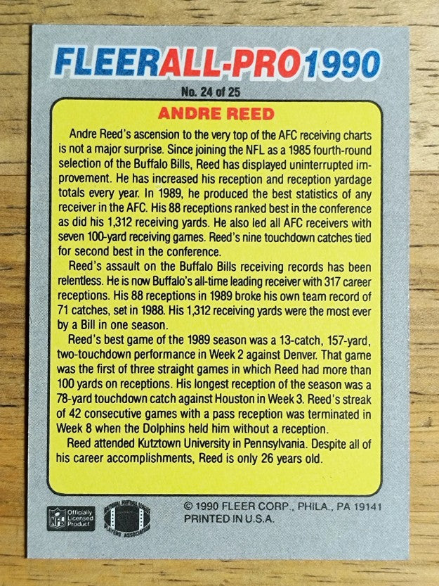 1990 Fleer All-Pros #24 Andre Reed