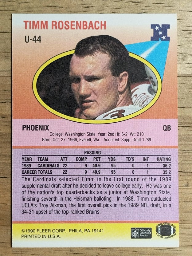 1990 Fleer Update #U44 Timm Rosenbach