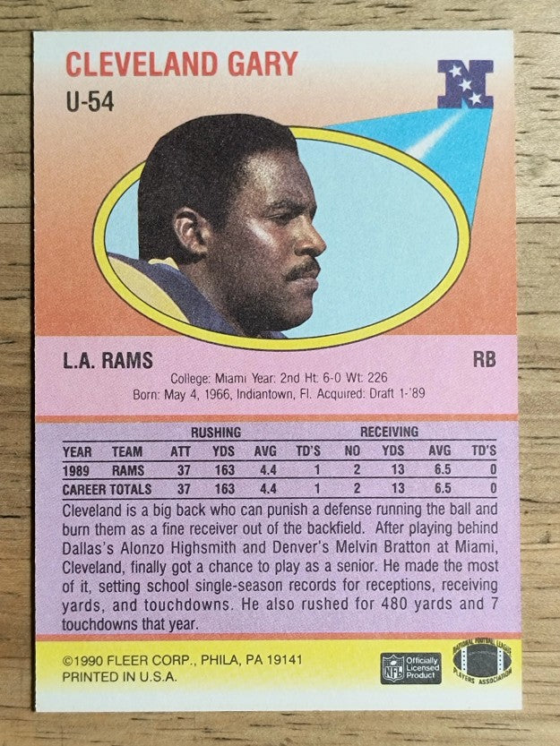 1990 Fleer Update #U54 Cleveland Gary