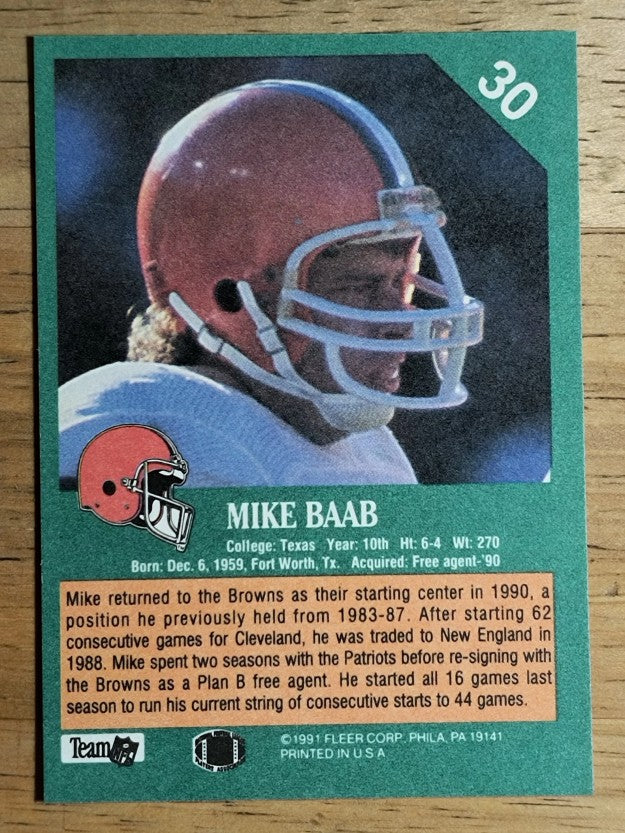 1991 Fleer #30 Mike Baab