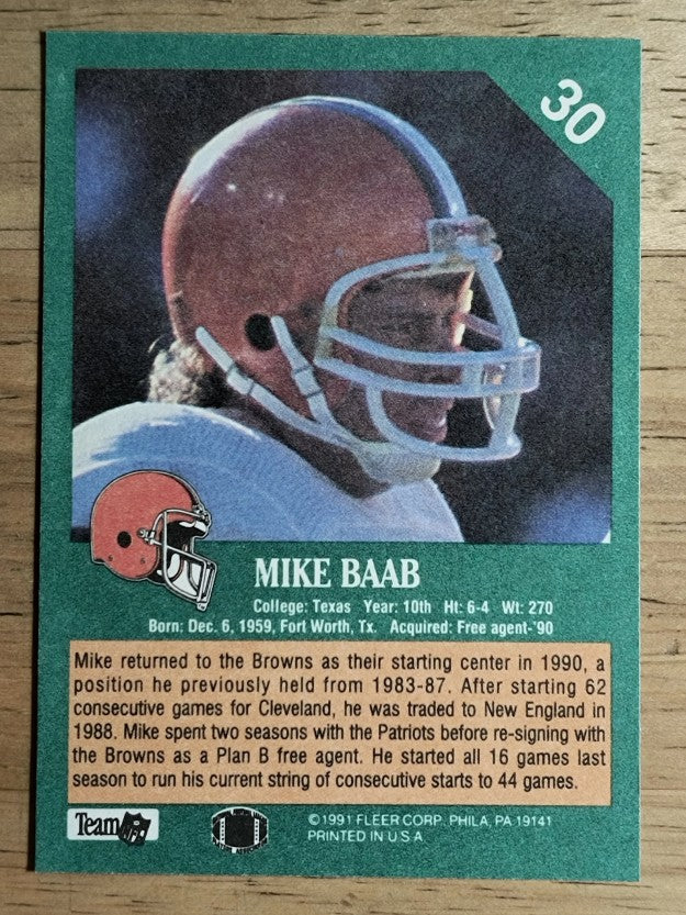 1991 Fleer #30 Mike Baab