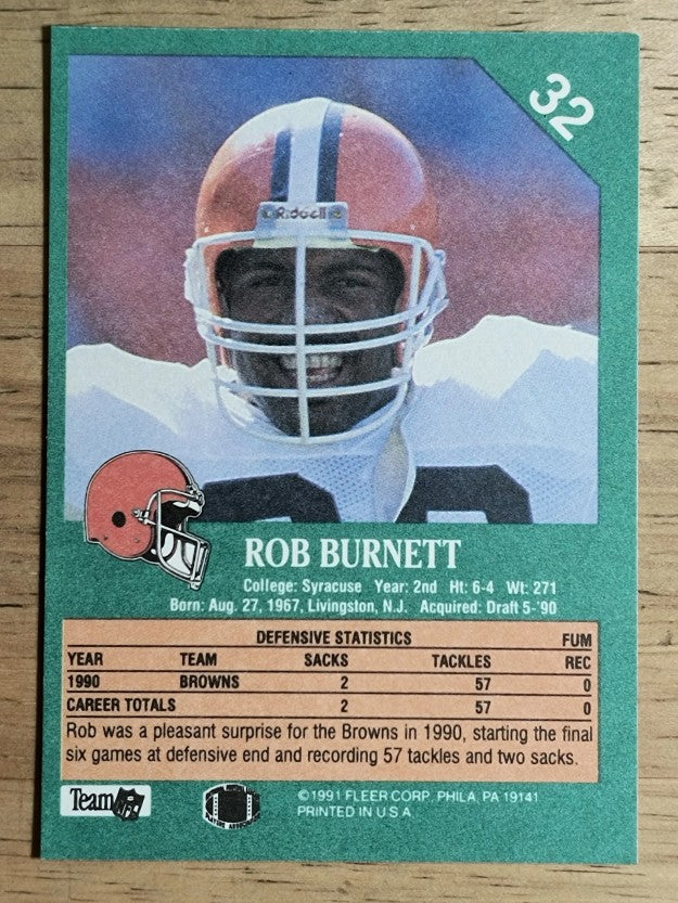 1991 Fleer #32 Rob Burnett RC
