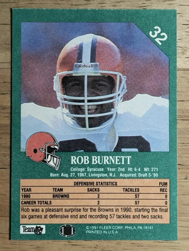 1991 Fleer #32 Rob Burnett RC