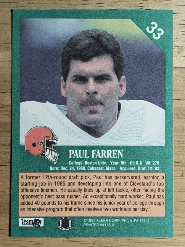 1991 Fleer #33 Paul Farren
