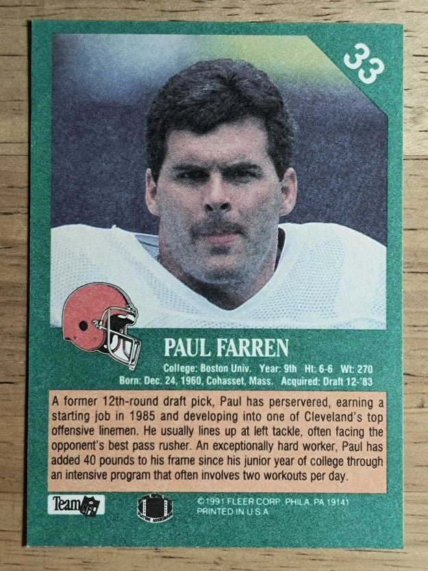 1991 Fleer #33 Paul Farren