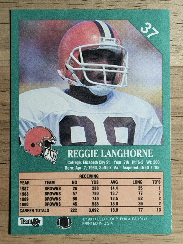 1991 Fleer #37 Reggie Langhorne