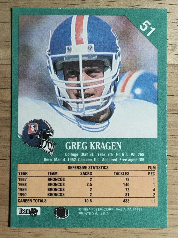 1991 Fleer #51 Greg Kragen
